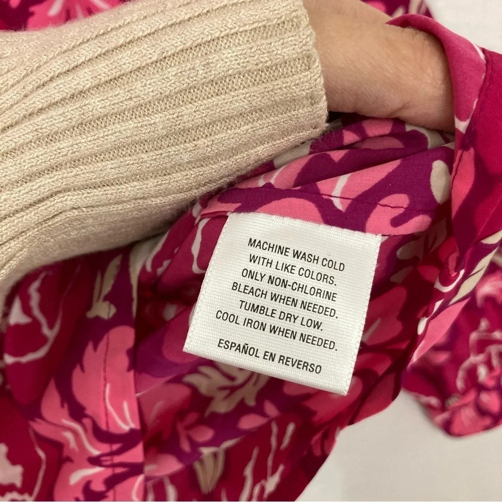 Charter Club Red Pink Long Sleeve Office Career Button Down XL - Picture 5 of 9